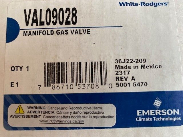White Rodgers Emerson VAL09028 Furnace Manifold Gas Valve (NEW)