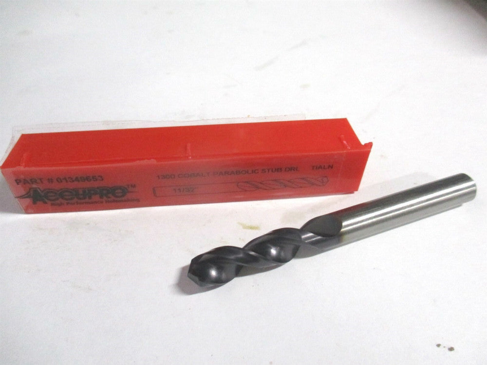 (1630873A-AC) 11/32" 130° Parabolic Flute Cobalt Screw Machine Drill Bit