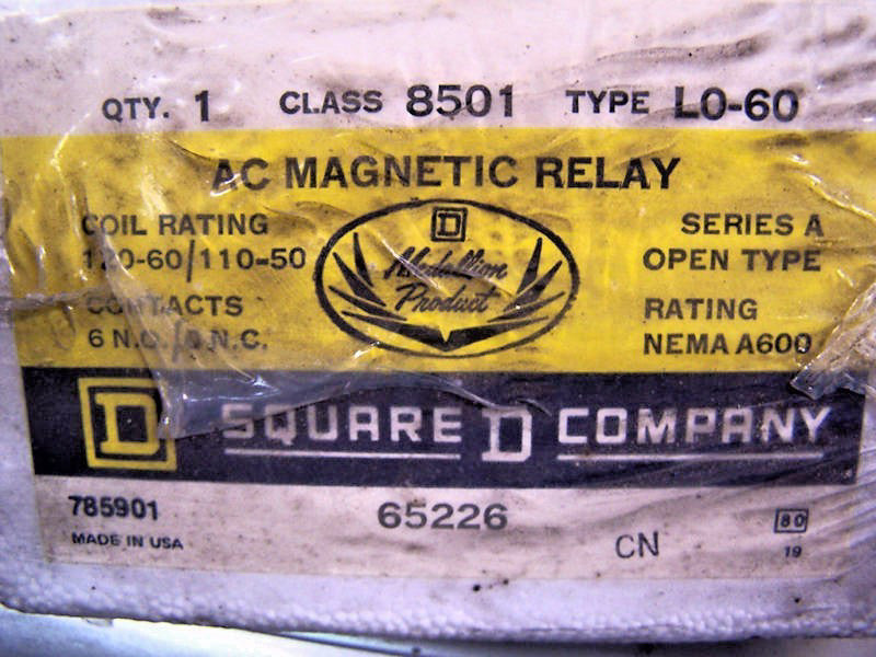 NEW SQUARE D 8501 LO-60 / L0-60 CONTROL RELAY LO60 120 VAC COIL