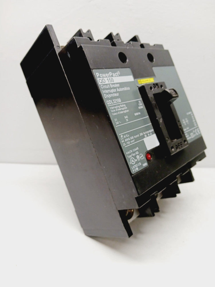 SQUARE D QDL32150 150 AMP POWERPACT CIRCUIT BREAKER 3 POLE 240 VAC 25KA