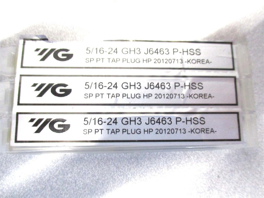 YG-1 (J6463) 5/16-24 HG3 3-Flute Plug Chamfer HSS Spiral Pointed Tap - 3 QTY