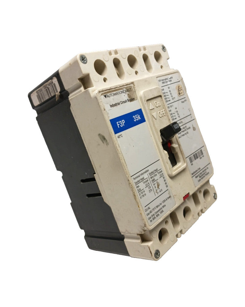 AUTOMATION DIRECT 100 AMP CIRCUIT BREAKER 3 POLE 600 VAC / 250 VDC F3P-100