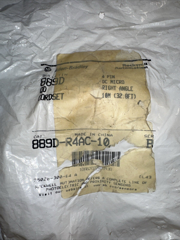 Allen Bradley Cordset 889D-F4AC-10 Ser B QD 10m Long, 4-Pin, 250V, 4A NEW