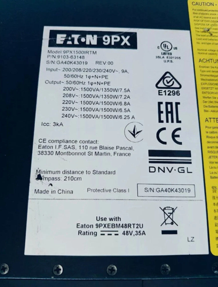 One Brand New EATON 9PX1500IRTM UPS