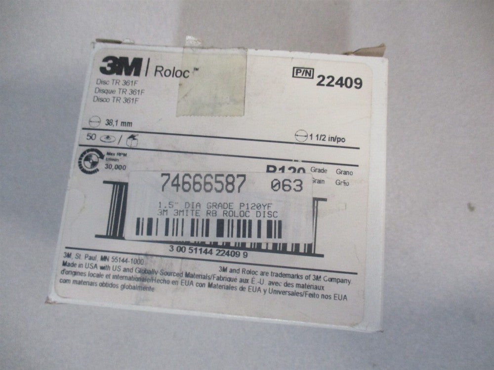 3M (7000045103) 1-1/2″ 120 Grit Aluminum Oxide Quick Change Disc - Pack of 50