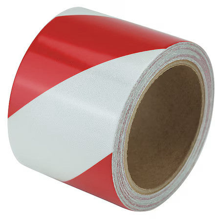Zoro Select Rs3rw Reflective Safety Tape Vinyl Red/White, 3" W X 10 Yd. L, 5.5