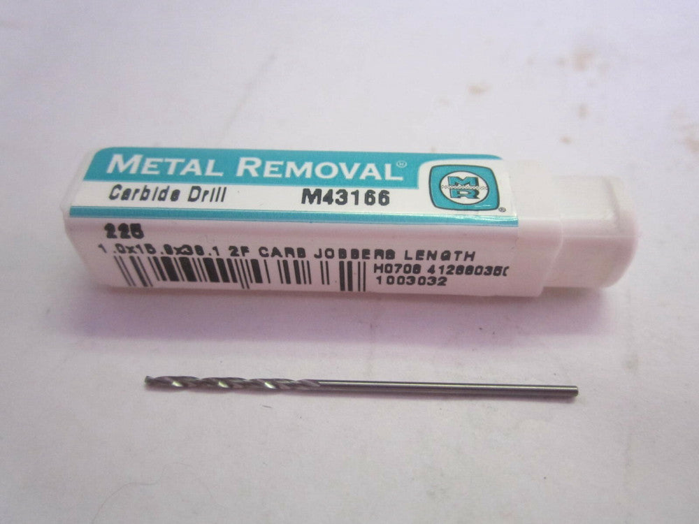 Metal Removal (M43166) 0.0394" 2-Flute Carbide Jobber Length Drill Bit