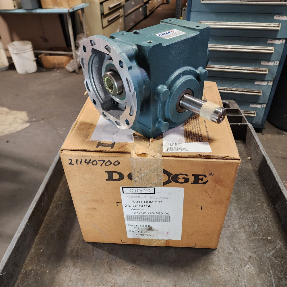 NEW DODGE TIGEAR RIGHT ANGLE WORM GEAR SPEED REDUCER 15:1 RATIO 2.5 HP 232Q15R14