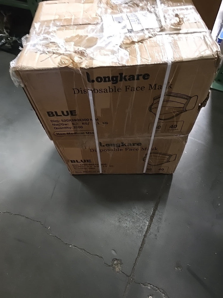 4,000 LONGKARE BLUE NON MEDICAL FACE MASKS WITH EARLOOP