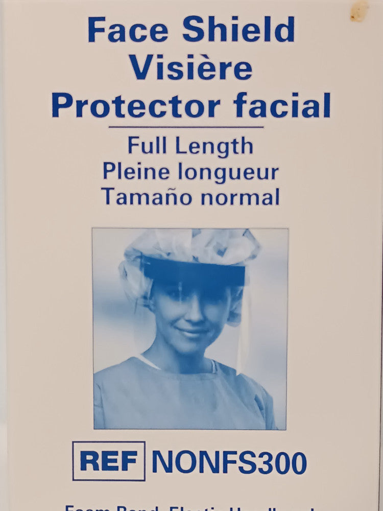 Box of 21: Medline NONFS300 Full Length Face Protector Shields, Elastic Headband