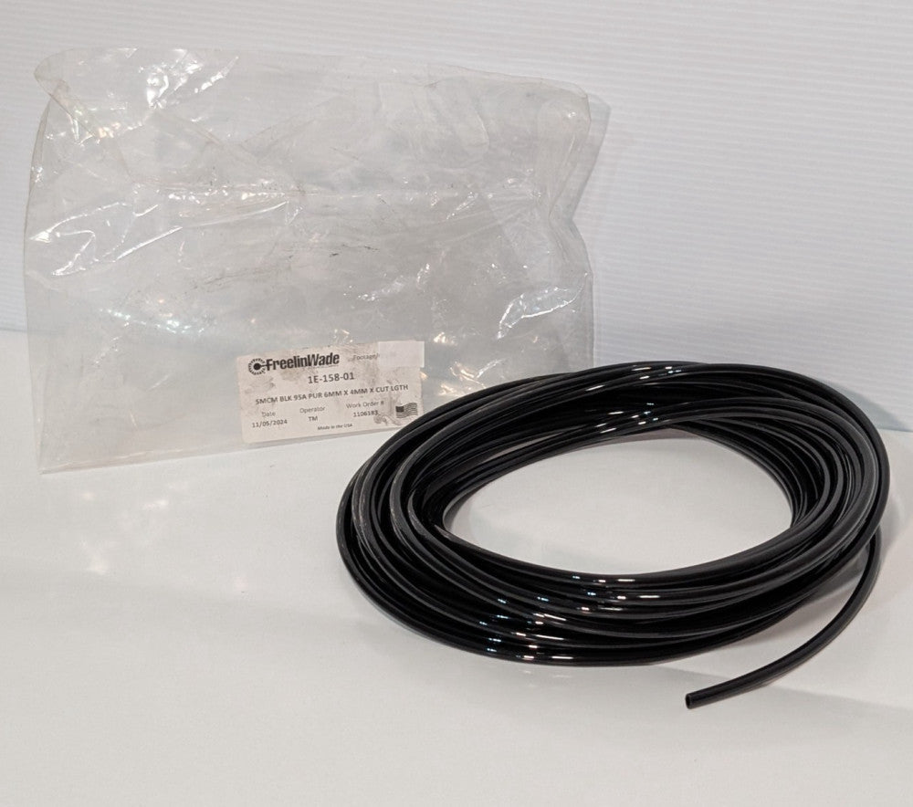 FreelinWade 1E-158-01 Black Polyurethane Tubing 6mm x 4mm 50ft