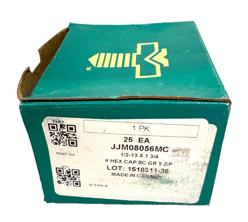 1/2"-13 x 1-3/4" (FT) HEX BOLT ZINC PLATED GRADE 5 SCREW COARSE THREAD LOT OF 25