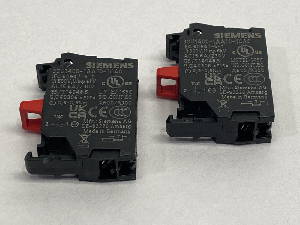 Siemens 3SU1400-1AA10-1CA0 Contact Module LOT OF 2