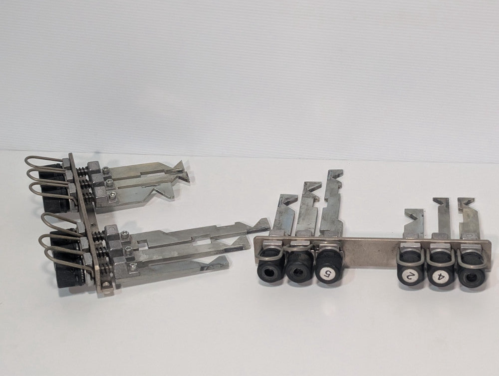 Lot of 2 spring-loaded slide latch selector assemblies, Streamfeeder Bell Howell