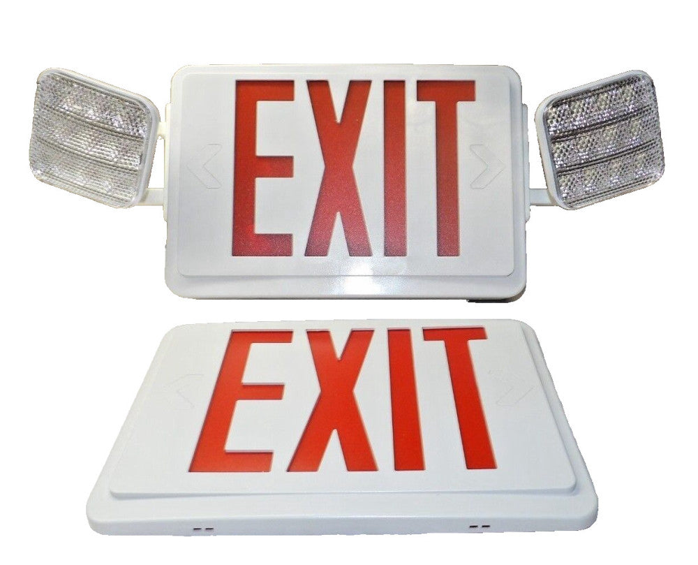NEW 4 PACK SPECTSUN LIGHTED EXIT SIGNS 90 MIN. EMERGENCY BATTERY BACKUP JLEC2RW