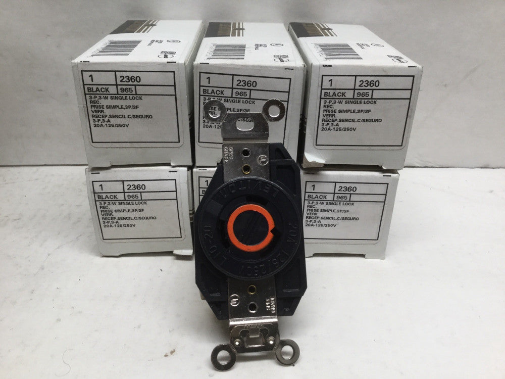 Leviton 2360 20A 125/250V 3 Pole 3 Wire Single Twist Lock Receptacle (Lot of 6)