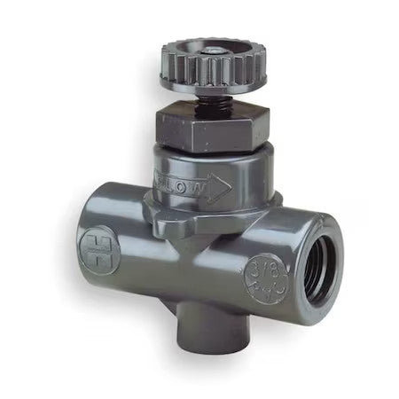 Hayward Flow Control Nva1050t Needle Valve, Straight, 1/2", Pvc/Fpm, Threaded