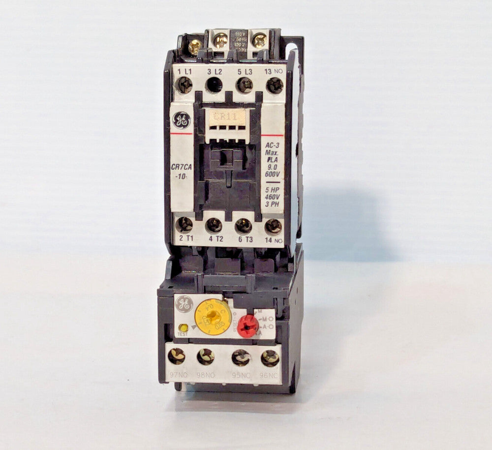 GE General Electric CR7CA 600VAC Contactor, CR7G1WC Ser A Overload Relay Assy