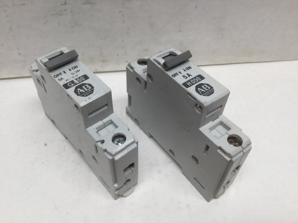 Allen Bradley 1492-CB1 H050 & G050 5 AMP Circuit Breaker (2 Breakers)