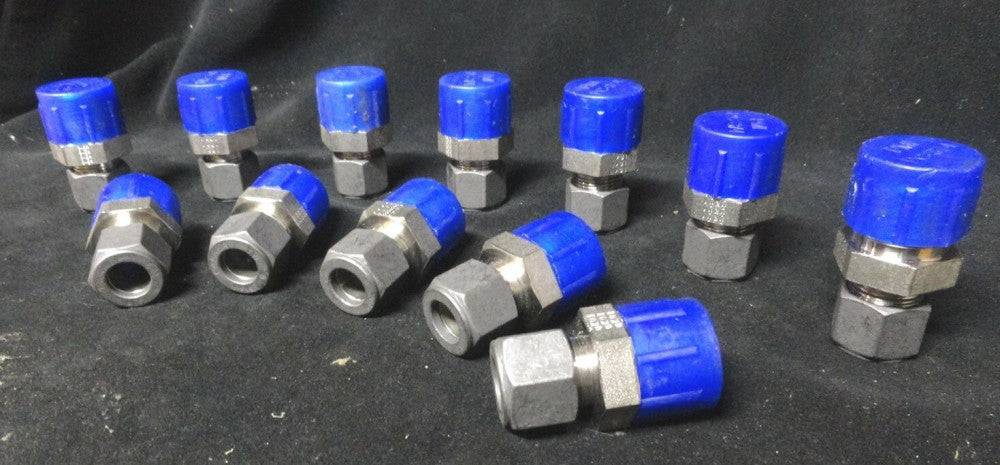 Set of Twelve (12) - 3/4" OD x 1/2" PIPE - STRAIGHT CONNECTOR Stainless