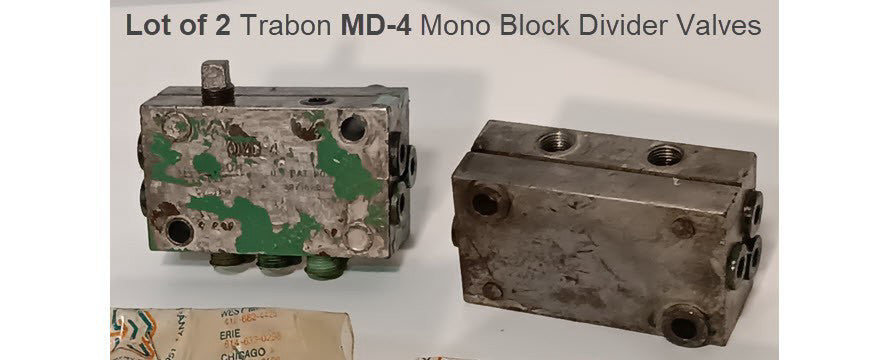 Lot of 2 Trabon MD-4 MD Mono Block Divider Valve, 4 Outlets, MD Series