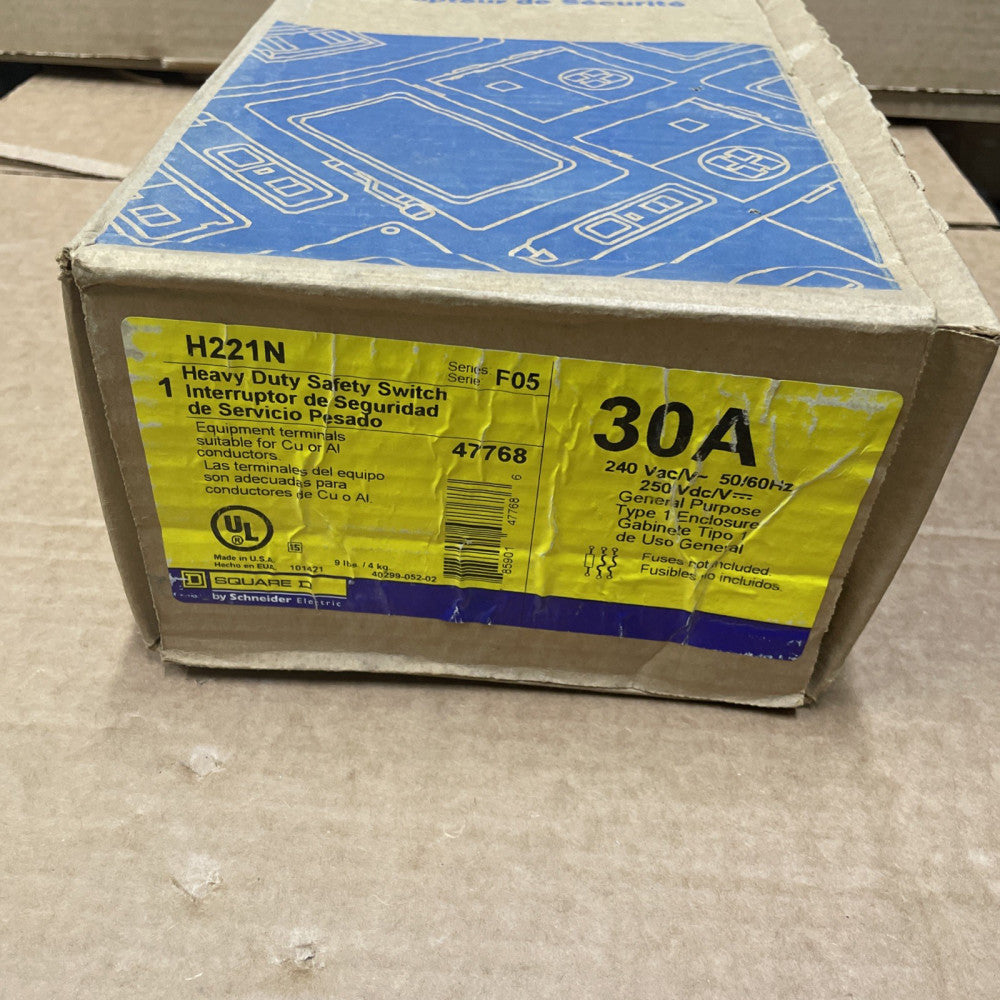 NEW Square D H221N 30A 2P 240V Type 1 Indoor Heavy Duty Safety Switch