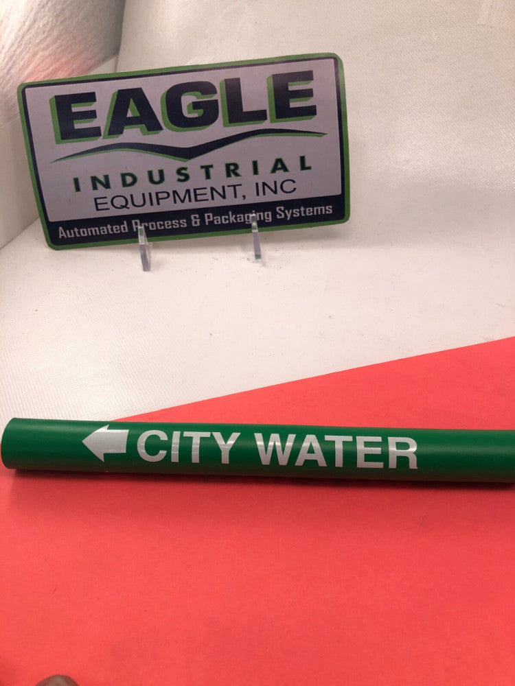 (9-pk) SETMARK 32925 SZ-10 PIPE MARKER "CITY WATER" White on Green
