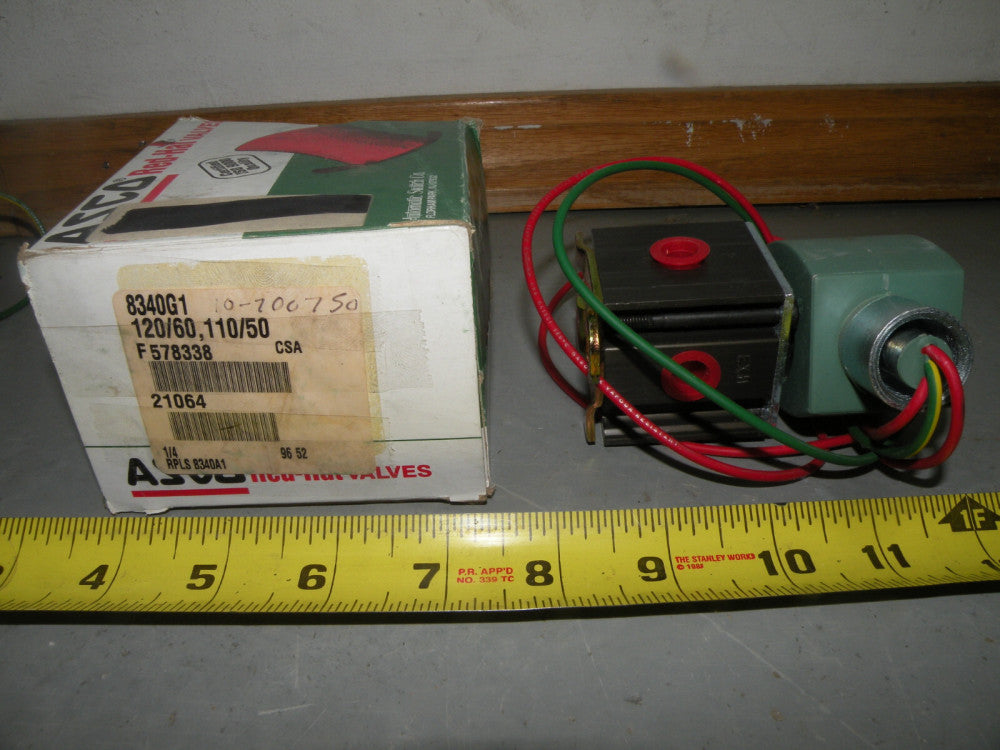ASCO RED HAT SOLENOID VALVE 8340G1 110/120VAC 1/4" 150PSI