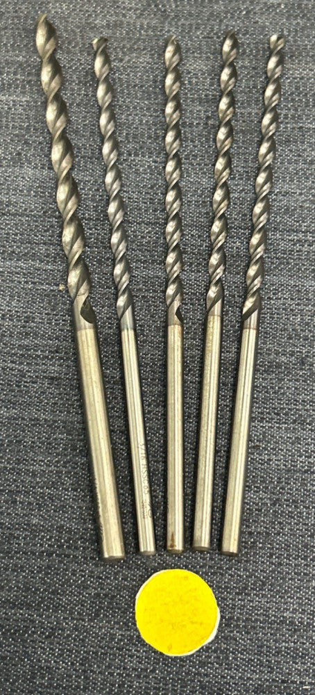 YG-1 RIGHT HAND 2 FLUTE DRILL BIT ASSORTED SIZES 4) 3/16" 1) 1/4" LOT OF 5