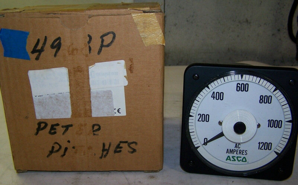 NEW ASCO CROMPTON BLS-77 0 - 1200 AC AMPERES PANEL METER 491942-011