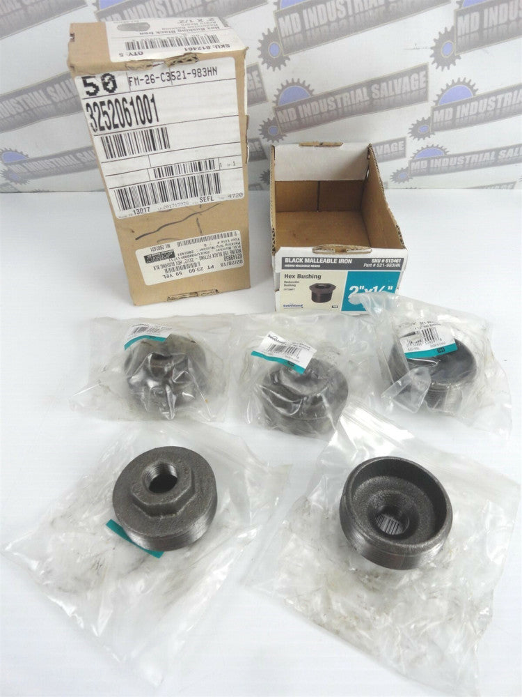 (Lot of 5) SOUTHLAND 521-983HN 2" X .5" Hex Bushing - BLACK STEEL (New)