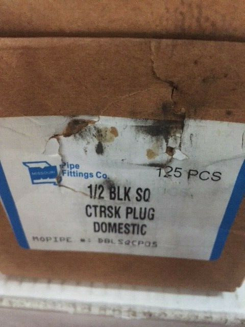 (Box of 125) 1/2 Black Square CTRSK Plug (NEW)
