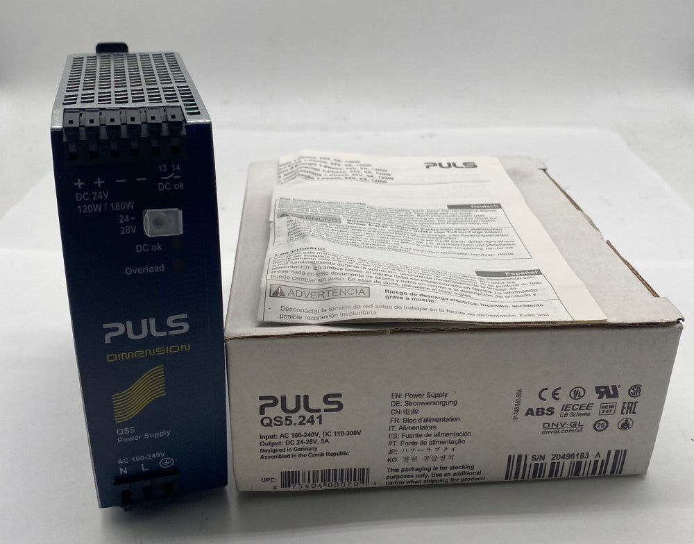 Puls QS5.241 Power Supply 120-240VAC/110-300VDC to 24-28VDC 5A