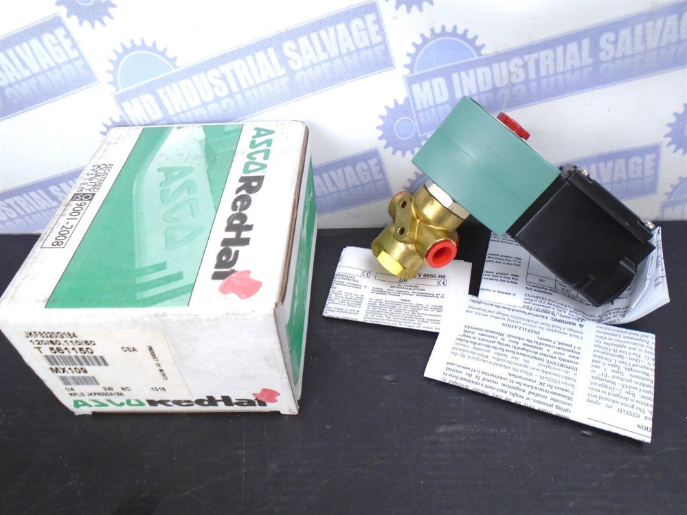 3-WAY ASCO SOLENOID VALVE JKF8320G184 150psi, Air, Inert Gas, Water, Lt Oil 1/4"