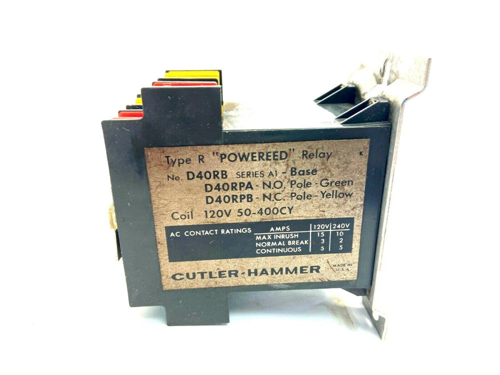 Cutler-Hammer D40RB Powereed Relay 2 x D40RPB N.C. Yellow 2 x D40RPA N.O. Green
