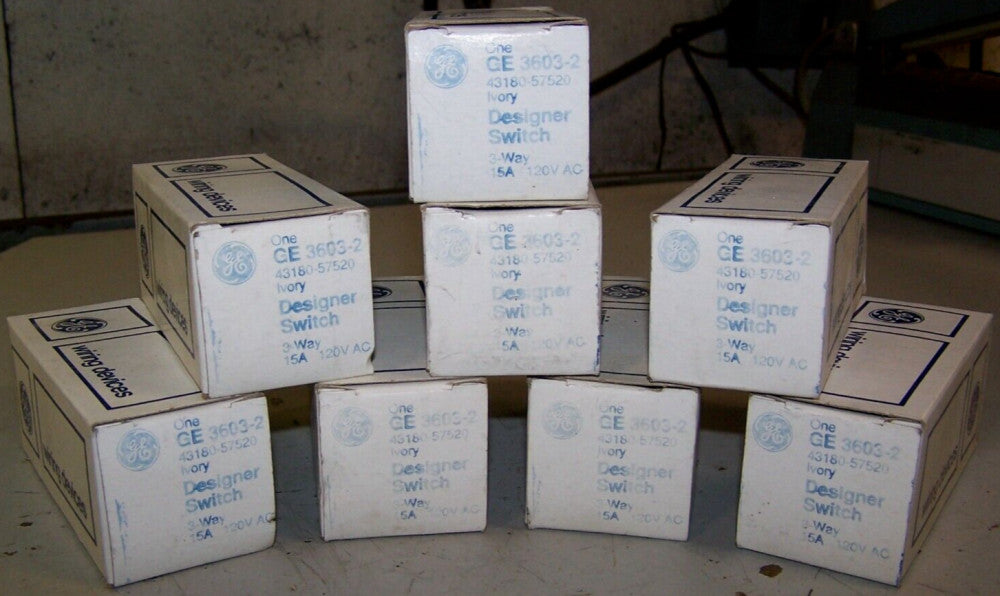 8) NEW GE 3 WAY IVORY DESIGNER SWITCH 15A 120V 3603-2 LOT OF 8