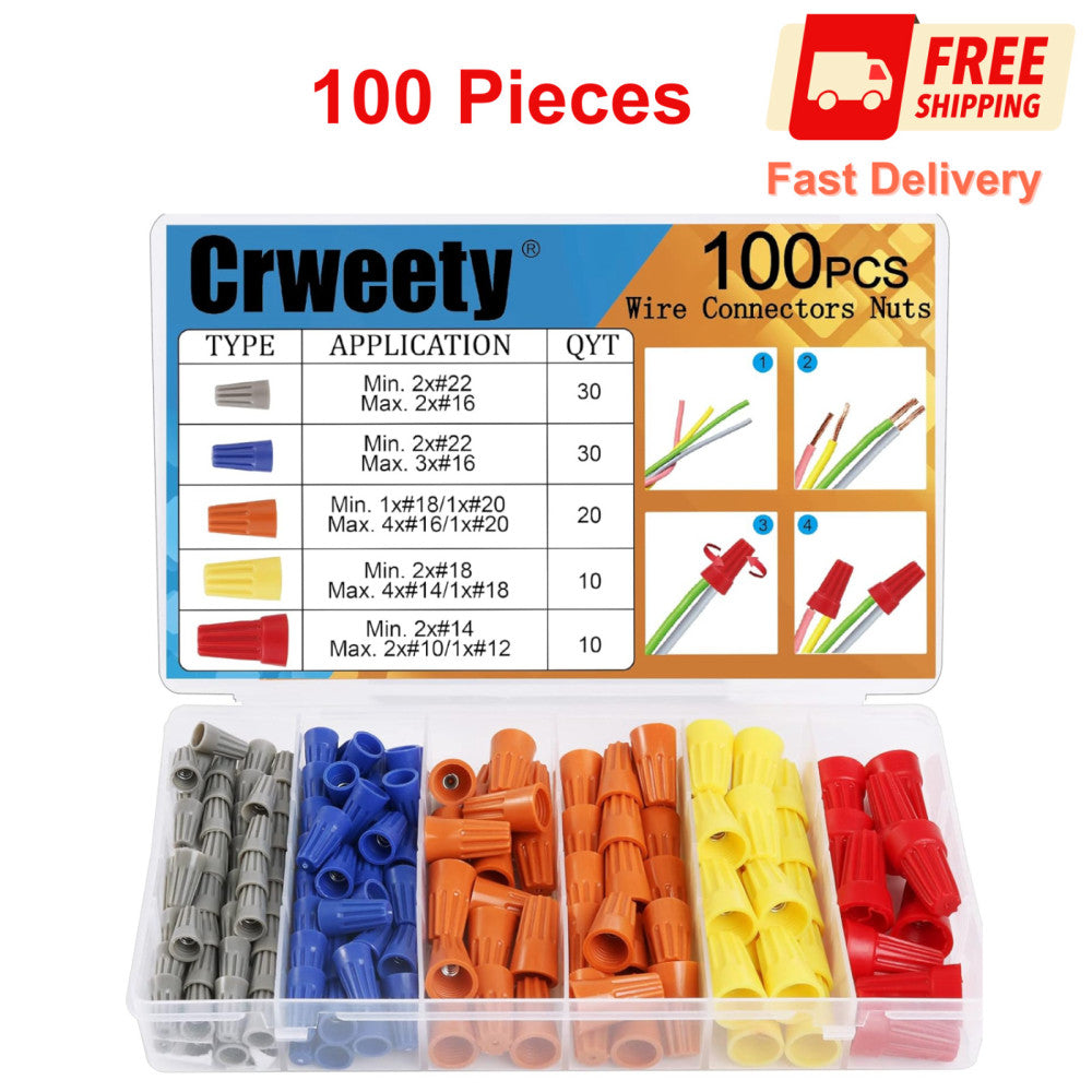 100Pcs Wire Connectors Nuts Electric Wire Caps Assortment Nuts Connection, Safe