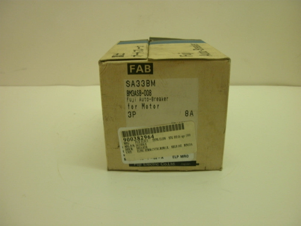 FUJI SA33BM AUTO-BREAKER FOR MOTOR 3P 8 AMP AC220V 5k A NEW IN BOX