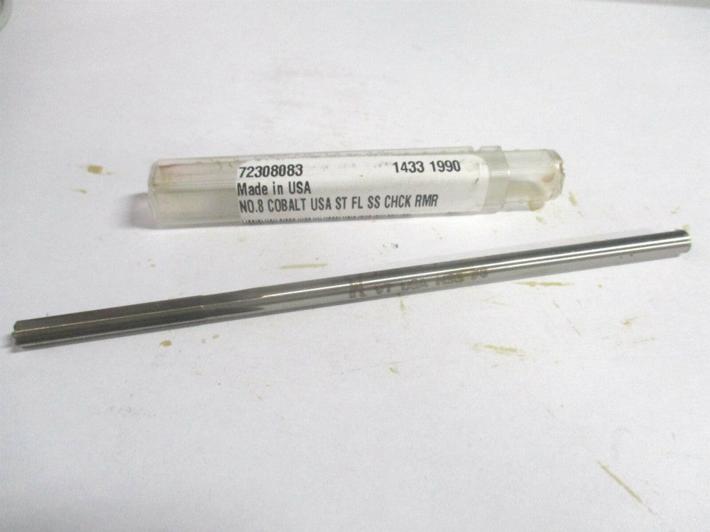 (1433-0.1990) #8 1-1/4" x 5" OAL Straight Shank Cobalt 6-Flute Chucking Reamer