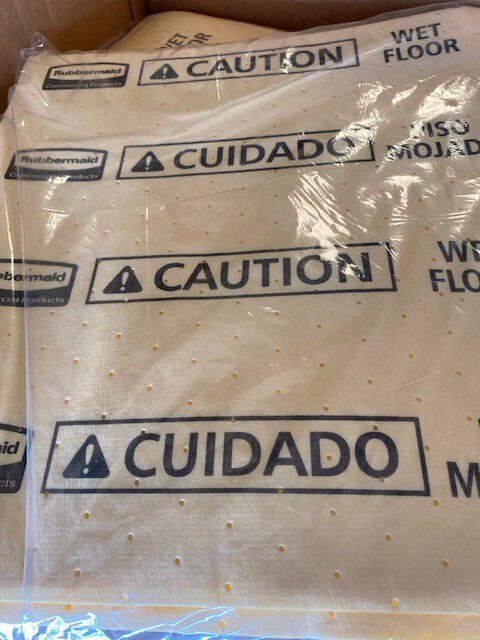 50 Pads ~ Rubbermaid FG425200YEL Over-The-Spill Station Absorbent Pads Large