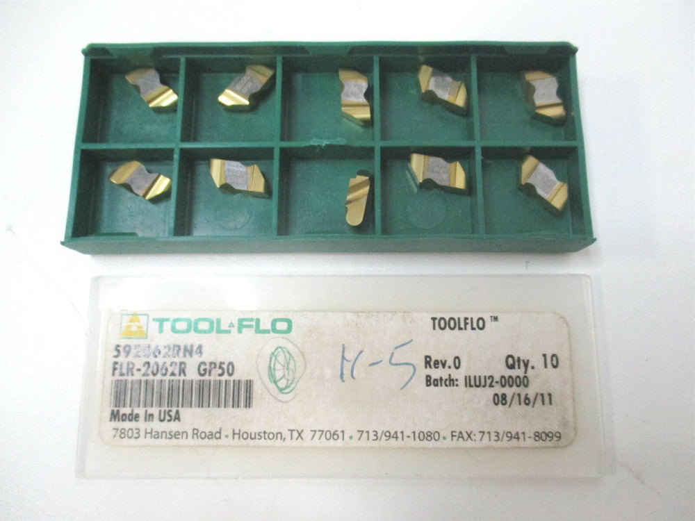 Tool-Flo (592062RN4C) 2062FLR GP50 3.18mm Width Carbide Grooving Inserts 10 Pack