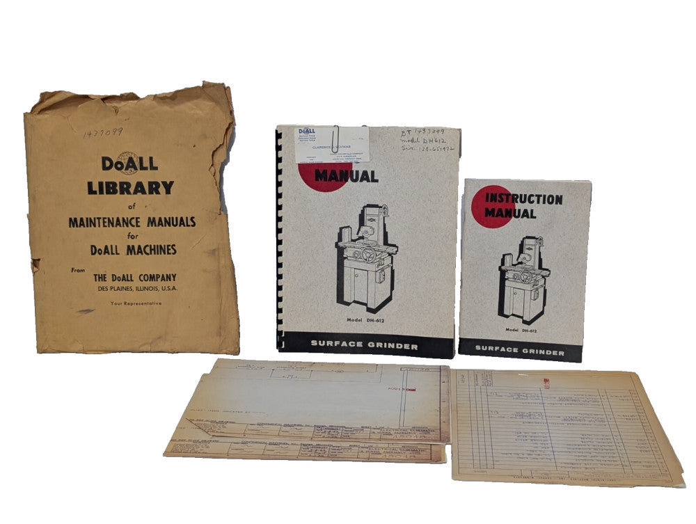 DoAll Co Library Instruction and Maintenance Manuals for DH-612 Surface Grinder