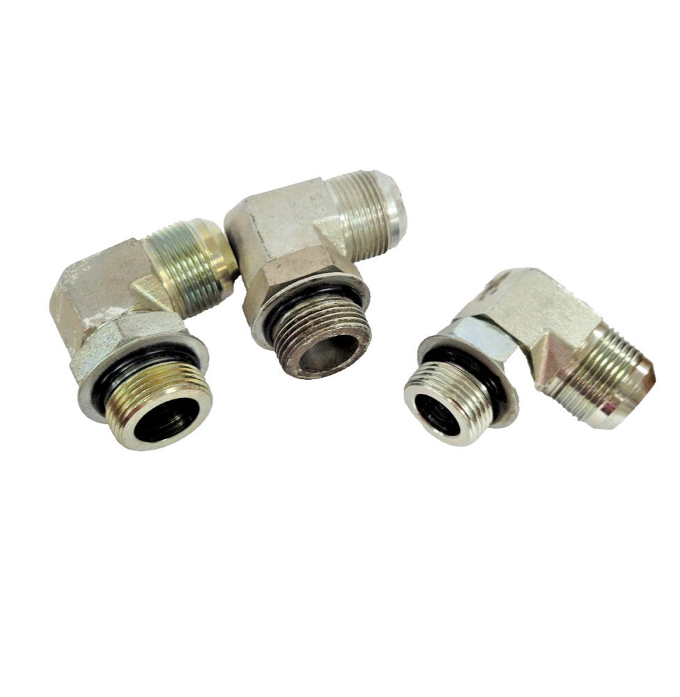 ASSORTED MJIC TO ORB 90 DEGREE STEEL ELBOW FITTINGS (2)6801-16-16, (1)6801-16-14