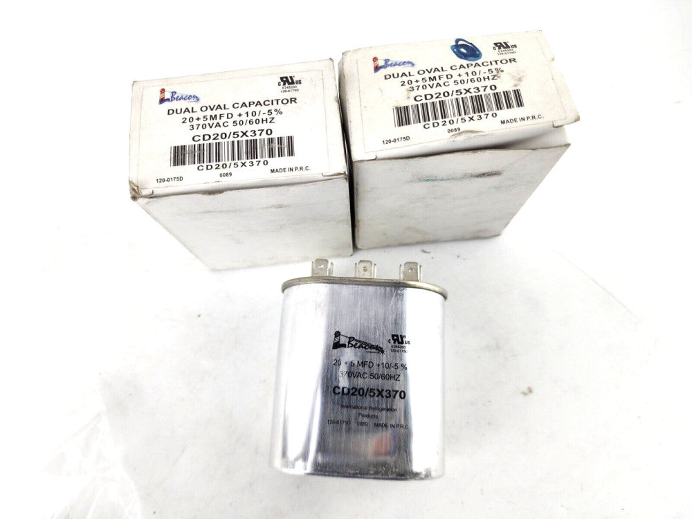 2pcs Beacon Dual Oval Capacitor 20+5MFD 370VAC CD20+5X370