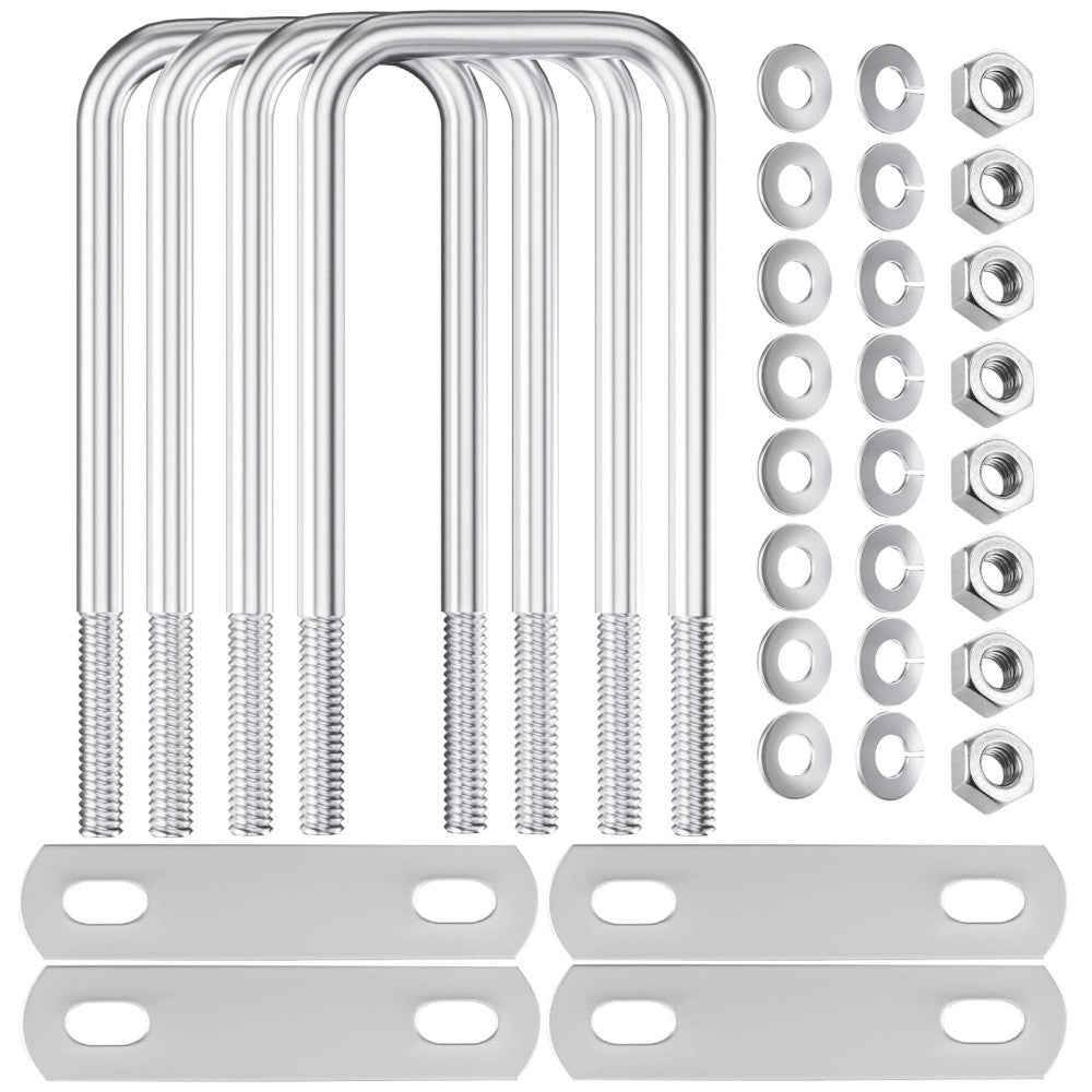 4Packs Square U-Bolt, Stainless Steel Square Bend U Bolts with Nuts and Frame...