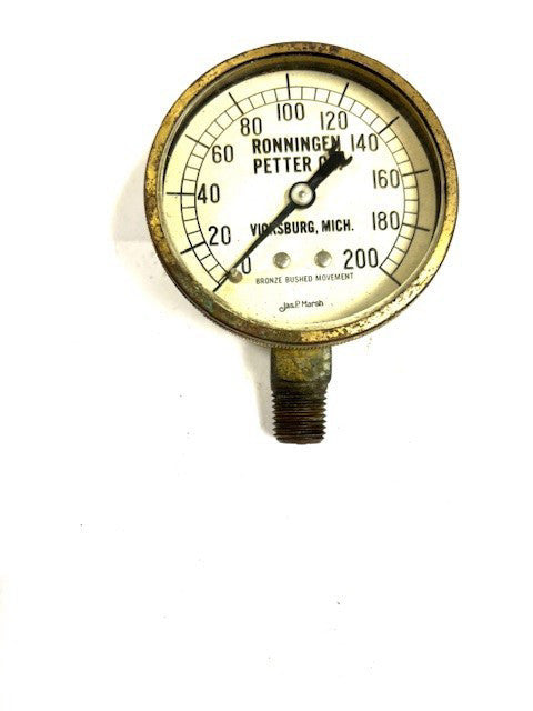 RONNINGEN PETTER CO. PRESSURE GAUGE 0-200 PSI