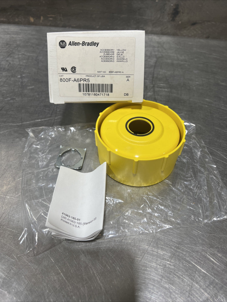 ALLEN BRADLEY 800F-A6PR5 SERIES A YELLOW EMO SWITCH GUARD Nos Surplus