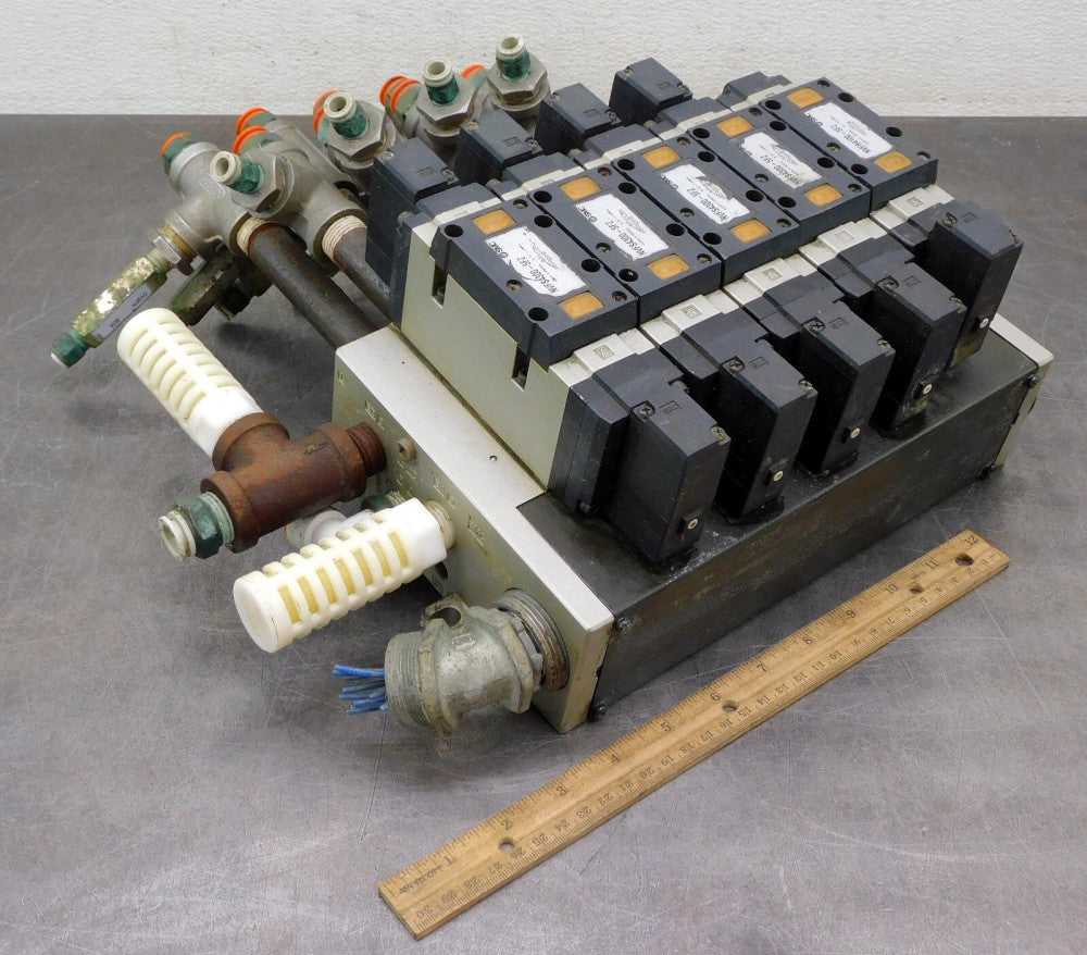 SMC NVFS4300-5FZ Manifold w/ Solenoid Valve Coil 24V DC Assembly 5-Bank