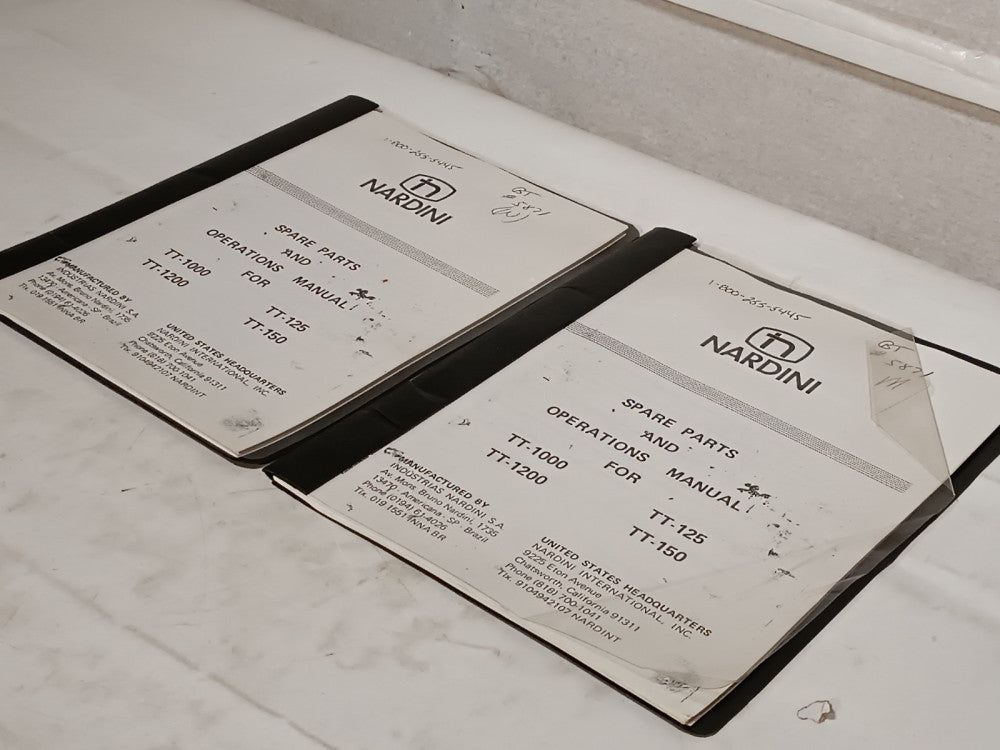 Nardini TT1000, TT1200, TT125 & T150 Spare Parts & Operation Manuals, as shown