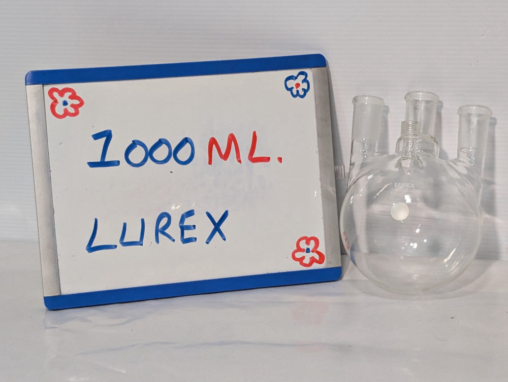 Lurex 1000mL 4-Neck Round Bottom Flask w Threaded Side Arm, (3) 24/40 Joints
